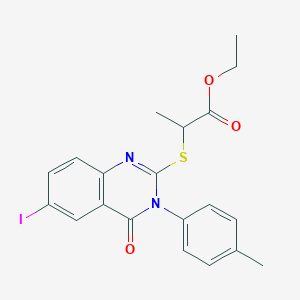 ethyl 2-{[6-iodo-3-(4-methylphenyl)-4-oxo-3,4-dihydro-2-quinazolinyl]thio}propanoate