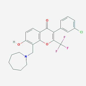 molecular formula C23H21ClF3NO3 B4086350 8-(1-azepanylmethyl)-3-(3-chlorophenyl)-7-hydroxy-2-(trifluoromethyl)-4H-chromen-4-one 
