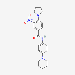 molecular formula C22H26N4O3 B4086361 3-nitro-N-[4-(1-piperidinyl)phenyl]-4-(1-pyrrolidinyl)benzamide 