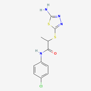 molecular formula C11H11ClN4OS2 B4086369 2-[(5-amino-1,3,4-thiadiazol-2-yl)thio]-N-(4-chlorophenyl)propanamide 