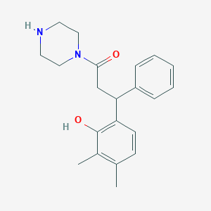 2,3-dimethyl-6-[3-oxo-1-phenyl-3-(1-piperazinyl)propyl]phenol