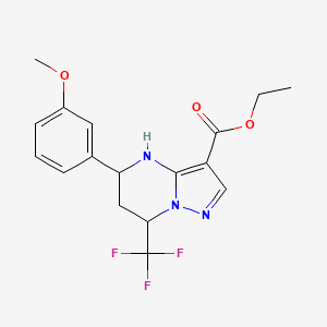 molecular formula C17H18F3N3O3 B4086395 ethyl 5-(3-methoxyphenyl)-7-(trifluoromethyl)-4,5,6,7-tetrahydropyrazolo[1,5-a]pyrimidine-3-carboxylate 