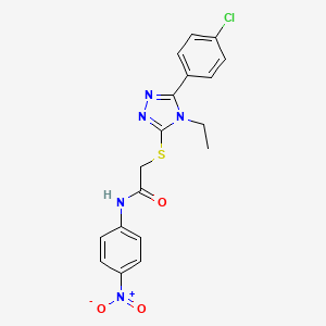 molecular formula C18H16ClN5O3S B4086413 2-{[5-(4-chlorophenyl)-4-ethyl-4H-1,2,4-triazol-3-yl]thio}-N-(4-nitrophenyl)acetamide 