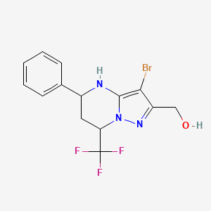 molecular formula C14H13BrF3N3O B4086418 [3-bromo-5-phenyl-7-(trifluoromethyl)-4,5,6,7-tetrahydropyrazolo[1,5-a]pyrimidin-2-yl]methanol 