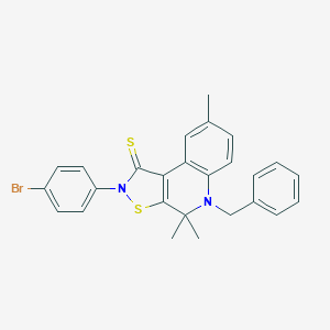molecular formula C26H23BrN2S2 B408644 5-benzyl-2-(4-bromophenyl)-4,4,8-trimethyl-4,5-dihydroisothiazolo[5,4-c]quinoline-1(2H)-thione CAS No. 351192-41-1