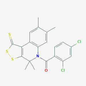 molecular formula C21H17Cl2NOS3 B408646 5-(2,4-dichlorobenzoyl)-4,4,7,8-tetramethyl-4,5-dihydro-1H-[1,2]dithiolo[3,4-c]quinoline-1-thione CAS No. 351192-58-0