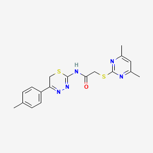 molecular formula C18H19N5OS2 B4086475 2-[(4,6-dimethyl-2-pyrimidinyl)thio]-N-[5-(4-methylphenyl)-6H-1,3,4-thiadiazin-2-yl]acetamide 