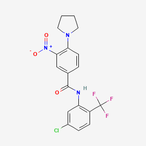 molecular formula C18H15ClF3N3O3 B4086482 N-[5-chloro-2-(trifluoromethyl)phenyl]-3-nitro-4-(1-pyrrolidinyl)benzamide 