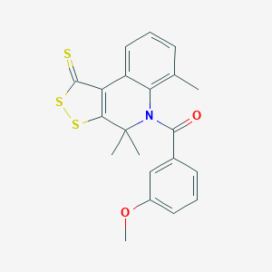 molecular formula C21H19NO2S3 B408650 5-(3-methoxybenzoyl)-4,4,6-trimethyl-4,5-dihydro-1H-[1,2]dithiolo[3,4-c]quinoline-1-thione CAS No. 316362-59-1