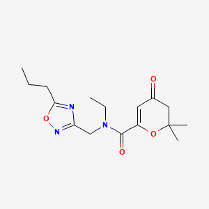 molecular formula C16H23N3O4 B4086518 N-ethyl-2,2-dimethyl-4-oxo-N-[(5-propyl-1,2,4-oxadiazol-3-yl)methyl]-3,4-dihydro-2H-pyran-6-carboxamide 