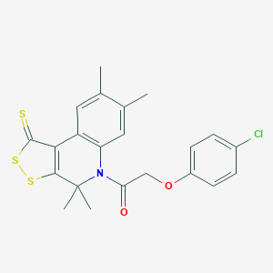 molecular formula C22H20ClNO2S3 B408652 2-(4-Chlorophenoxy)-1-(4,4,7,8-tetramethyl-1-sulfanylidenedithiolo[3,4-c]quinolin-5-yl)ethanone CAS No. 351192-68-2