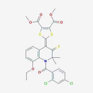 dimethyl 2-{1-[(2,4-dichlorophenyl)carbonyl]-8-ethoxy-2,2-dimethyl-3-thioxo-2,3-dihydroquinolin-4(1H)-ylidene}-1,3-dithiole-4,5-dicarboxylate