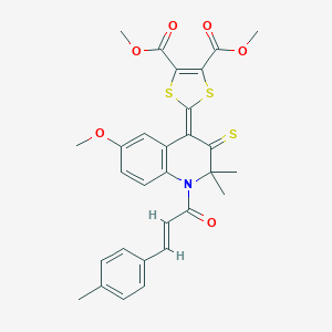 dimethyl 2-(6-methoxy-2,2-dimethyl-1-[3-(4-methylphenyl)acryloyl]-3-thioxo-2,3-dihydro-4(1H)-quinolinylidene)-1,3-dithiole-4,5-dicarboxylate