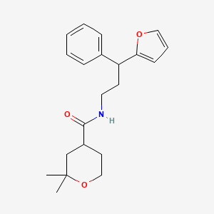 molecular formula C21H27NO3 B4086565 N-[3-(2-furyl)-3-phenylpropyl]-2,2-dimethyltetrahydro-2H-pyran-4-carboxamide 