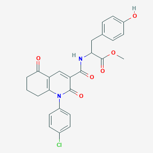 molecular formula C26H23ClN2O6 B4086573 methyl N-{[1-(4-chlorophenyl)-2,5-dioxo-1,2,5,6,7,8-hexahydro-3-quinolinyl]carbonyl}tyrosinate 