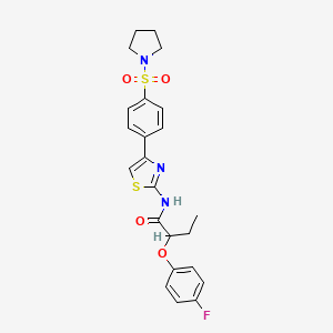 molecular formula C23H24FN3O4S2 B4086576 2-(4-fluorophenoxy)-N-{4-[4-(1-pyrrolidinylsulfonyl)phenyl]-1,3-thiazol-2-yl}butanamide 