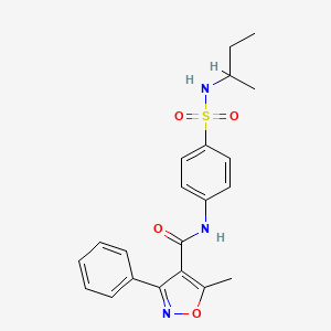 molecular formula C21H23N3O4S B4086589 N-{4-[(sec-butylamino)sulfonyl]phenyl}-5-methyl-3-phenyl-4-isoxazolecarboxamide 