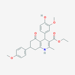 molecular formula C27H29NO6 B408659 Ethyl 4-(4-hydroxy-3-methoxyphenyl)-7-(4-methoxyphenyl)-2-methyl-5-oxo-1,4,5,6,7,8-hexahydro-3-quinolinecarboxylate 