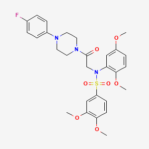 molecular formula C28H32FN3O7S B4086601 N-(2,5-Dimethoxy-phenyl)-N-{2-[4-(4-fluoro-phenyl)-piperazin-1-yl]-2-oxo-ethyl}-3,4-dimethoxy-benzenesulfonamide 