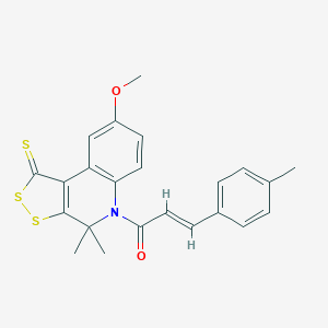 (E)-1-(8-methoxy-4,4-dimethyl-1-sulfanylidenedithiolo[3,4-c]quinolin-5-yl)-3-(4-methylphenyl)prop-2-en-1-one