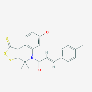 (E)-1-(7-methoxy-4,4-dimethyl-1-sulfanylidenedithiolo[3,4-c]quinolin-5-yl)-3-(4-methylphenyl)prop-2-en-1-one