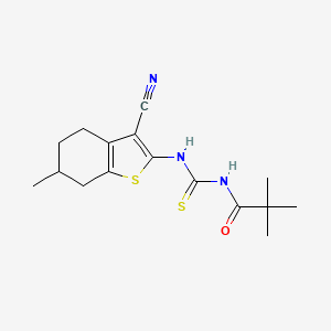 molecular formula C16H21N3OS2 B4086648 N-{[(3-cyano-6-methyl-4,5,6,7-tetrahydro-1-benzothien-2-yl)amino]carbonothioyl}-2,2-dimethylpropanamide 