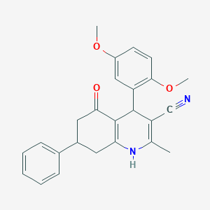 molecular formula C25H24N2O3 B408665 4-(2,5-Dimethoxyphenyl)-2-methyl-5-oxo-7-phenyl-1,4,5,6,7,8-hexahydroquinoline-3-carbonitrile 