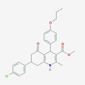 molecular formula C27H28ClNO4 B408666 Methyl 7-(4-chlorophenyl)-2-methyl-5-oxo-4-(4-propoxyphenyl)-1,4,5,6,7,8-hexahydro-3-quinolinecarboxylate 