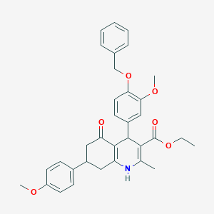 molecular formula C34H35NO6 B408667 Ethyl 4-[4-(benzyloxy)-3-methoxyphenyl]-7-(4-methoxyphenyl)-2-methyl-5-oxo-1,4,5,6,7,8-hexahydro-3-quinolinecarboxylate 