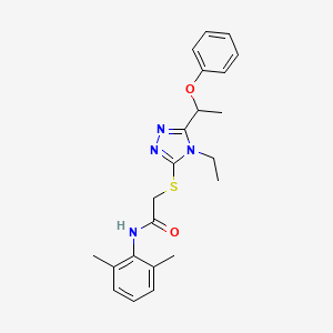 molecular formula C22H26N4O2S B4086670 N-(2,6-dimethylphenyl)-2-{[4-ethyl-5-(1-phenoxyethyl)-4H-1,2,4-triazol-3-yl]thio}acetamide 