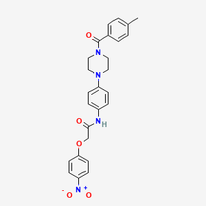 molecular formula C26H26N4O5 B4086677 N-{4-[4-(4-methylbenzoyl)-1-piperazinyl]phenyl}-2-(4-nitrophenoxy)acetamide 