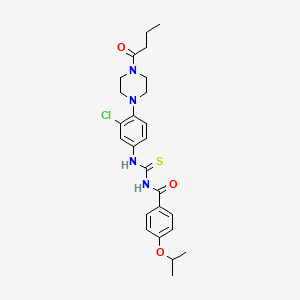 molecular formula C25H31ClN4O3S B4086684 N-({[4-(4-butyryl-1-piperazinyl)-3-chlorophenyl]amino}carbonothioyl)-4-isopropoxybenzamide 