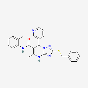 molecular formula C26H24N6OS B4086690 2-(benzylthio)-5-methyl-N-(2-methylphenyl)-7-(3-pyridinyl)-4,7-dihydro[1,2,4]triazolo[1,5-a]pyrimidine-6-carboxamide 