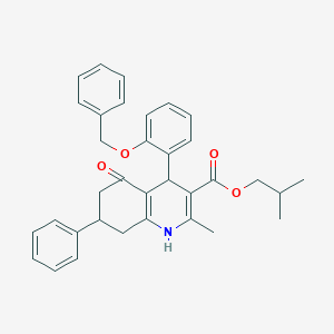 molecular formula C34H35NO4 B408671 Isobutyl 4-[2-(benzyloxy)phenyl]-2-methyl-5-oxo-7-phenyl-1,4,5,6,7,8-hexahydro-3-quinolinecarboxylate 