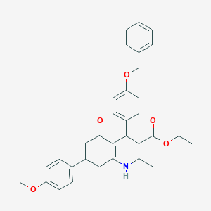 molecular formula C34H35NO5 B408672 Isopropyl 4-[4-(benzyloxy)phenyl]-7-(4-methoxyphenyl)-2-methyl-5-oxo-1,4,5,6,7,8-hexahydro-3-quinolinecarboxylate 