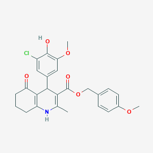 molecular formula C26H26ClNO6 B408674 4-Methoxybenzyl 4-(3-chloro-4-hydroxy-5-methoxyphenyl)-2-methyl-5-oxo-1,4,5,6,7,8-hexahydro-3-quinolinecarboxylate 