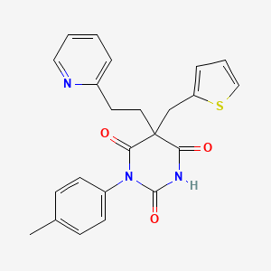molecular formula C23H21N3O3S B4086743 1-(4-methylphenyl)-5-[2-(2-pyridinyl)ethyl]-5-(2-thienylmethyl)-2,4,6(1H,3H,5H)-pyrimidinetrione 