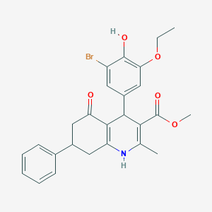 molecular formula C26H26BrNO5 B408675 Methyl 4-(3-bromo-5-ethoxy-4-hydroxyphenyl)-2-methyl-5-oxo-7-phenyl-1,4,5,6,7,8-hexahydro-3-quinolinecarboxylate 