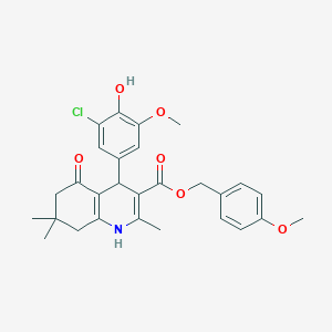4-Methoxybenzyl 4-(3-chloro-4-hydroxy-5-methoxyphenyl)-2,7,7-trimethyl-5-oxo-1,4,5,6,7,8-hexahydro-3-quinolinecarboxylate