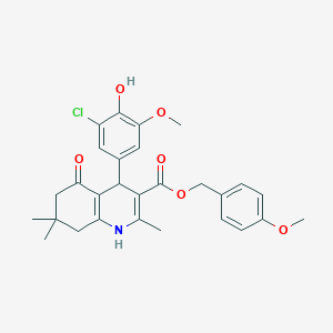 molecular formula C28H30ClNO6 B408676 4-Methoxybenzyl 4-(3-chloro-4-hydroxy-5-methoxyphenyl)-2,7,7-trimethyl-5-oxo-1,4,5,6,7,8-hexahydro-3-quinolinecarboxylate 