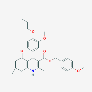 molecular formula C31H37NO6 B408677 4-Methoxybenzyl 4-(3-methoxy-4-propoxyphenyl)-2,7,7-trimethyl-5-oxo-1,4,5,6,7,8-hexahydro-3-quinolinecarboxylate 