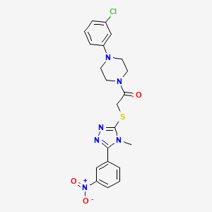 molecular formula C21H21ClN6O3S B4086797 1-(3-chlorophenyl)-4-({[4-methyl-5-(3-nitrophenyl)-4H-1,2,4-triazol-3-yl]thio}acetyl)piperazine 