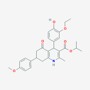 molecular formula C29H33NO6 B408680 Isopropyl 4-(3-ethoxy-4-hydroxyphenyl)-7-(4-methoxyphenyl)-2-methyl-5-oxo-1,4,5,6,7,8-hexahydro-3-quinolinecarboxylate 