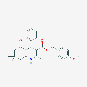 molecular formula C27H28ClNO4 B408682 4-Methoxybenzyl 4-(4-chlorophenyl)-2,7,7-trimethyl-5-oxo-1,4,5,6,7,8-hexahydroquinoline-3-carboxylate 