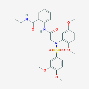 molecular formula C28H33N3O8S B4086838 2-({N-(2,5-dimethoxyphenyl)-N-[(3,4-dimethoxyphenyl)sulfonyl]glycyl}amino)-N-isopropylbenzamide 