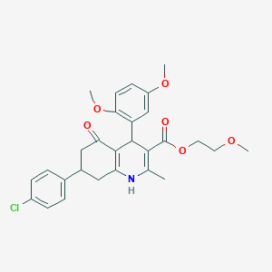 molecular formula C28H30ClNO6 B408684 2-methoxyethyl 7-(4-chlorophenyl)-4-(2,5-dimethoxyphenyl)-2-methyl-5-oxo-4,6,7,8-tetrahydro-1H-quinoline-3-carboxylate CAS No. 5727-46-8