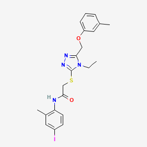 molecular formula C21H23IN4O2S B4086842 2-({4-ethyl-5-[(3-methylphenoxy)methyl]-4H-1,2,4-triazol-3-yl}thio)-N-(4-iodo-2-methylphenyl)acetamide 