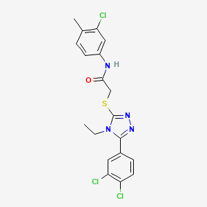 molecular formula C19H17Cl3N4OS B4086849 N-(3-chloro-4-methylphenyl)-2-{[5-(3,4-dichlorophenyl)-4-ethyl-4H-1,2,4-triazol-3-yl]thio}acetamide 