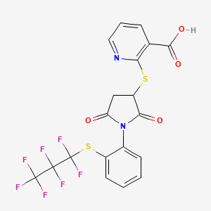 molecular formula C19H11F7N2O4S2 B4086857 2-[(1-{2-[(heptafluoropropyl)thio]phenyl}-2,5-dioxo-3-pyrrolidinyl)thio]nicotinic acid 