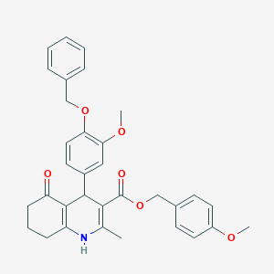 molecular formula C33H33NO6 B408688 (4-methoxyphenyl)methyl 4-(3-methoxy-4-phenylmethoxyphenyl)-2-methyl-5-oxo-4,6,7,8-tetrahydro-1H-quinoline-3-carboxylate CAS No. 5709-49-9